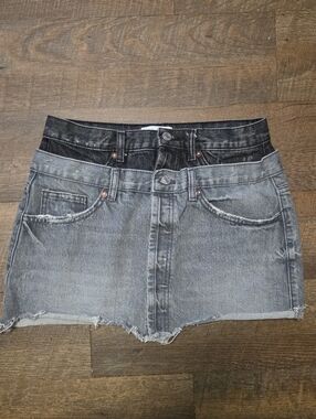 Zara Two-Tone Washed Gray Mini Skirt